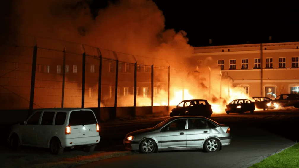 Атаки на тюрьмы во Франции: поджог автомобилей