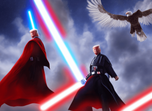 Белый дом и Трамп в образе джедая: ИИ-изображение